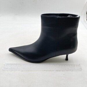 Black Women Fashion Pointed Toe Kitten Heel Ankle Boots Office Date Shoes
